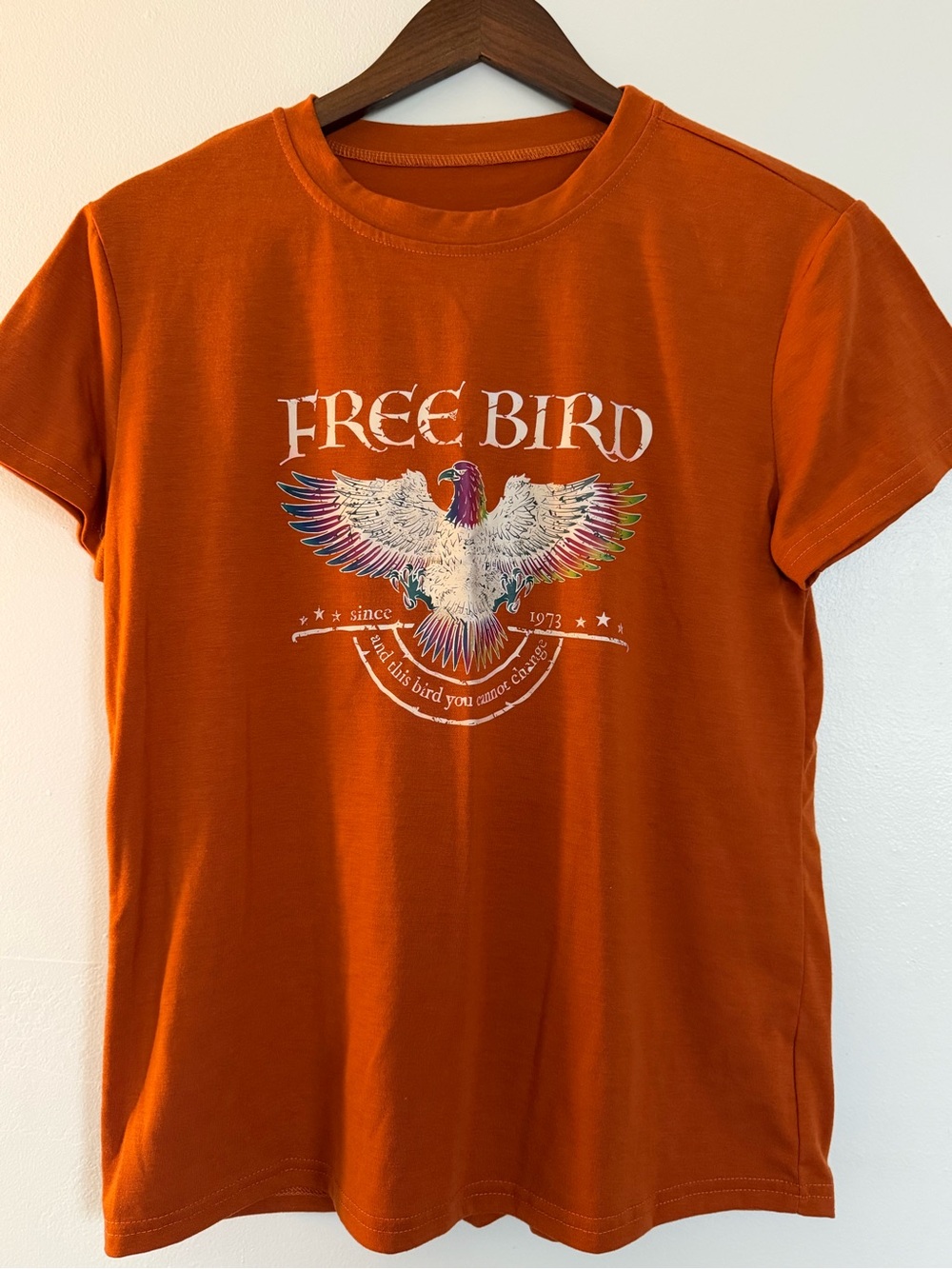 Free Bird Graphic Short Sleeve Tee - Orange